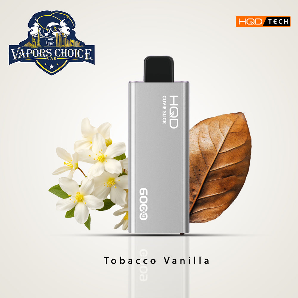 HQD CUVIE SLICK (50mg & 0mg) 6000 PUFFS - DISPOSABLE VAPE Tobacco Vanilla UAE Ajman & Al Sharjah